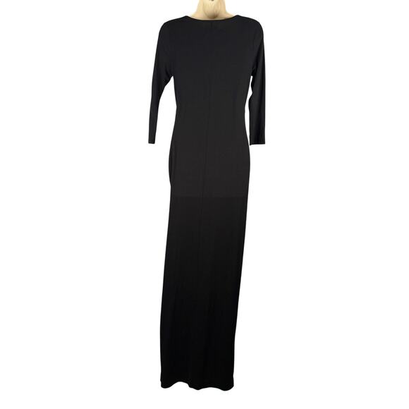 Old Navy Maternity Dress Size XS Solid Black V-neck Stretch Knit Maxi Length - Picture 6 of 10